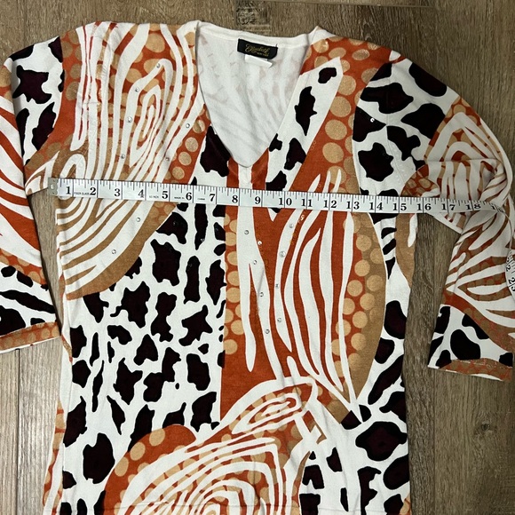 Geometric Animal Print Sweater by ELIZABETH NEW YORK SZ M - Picture 9 of 10